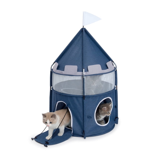 Cat Tower Catit Vesper Castle, plegable de 2 niveles, azul
