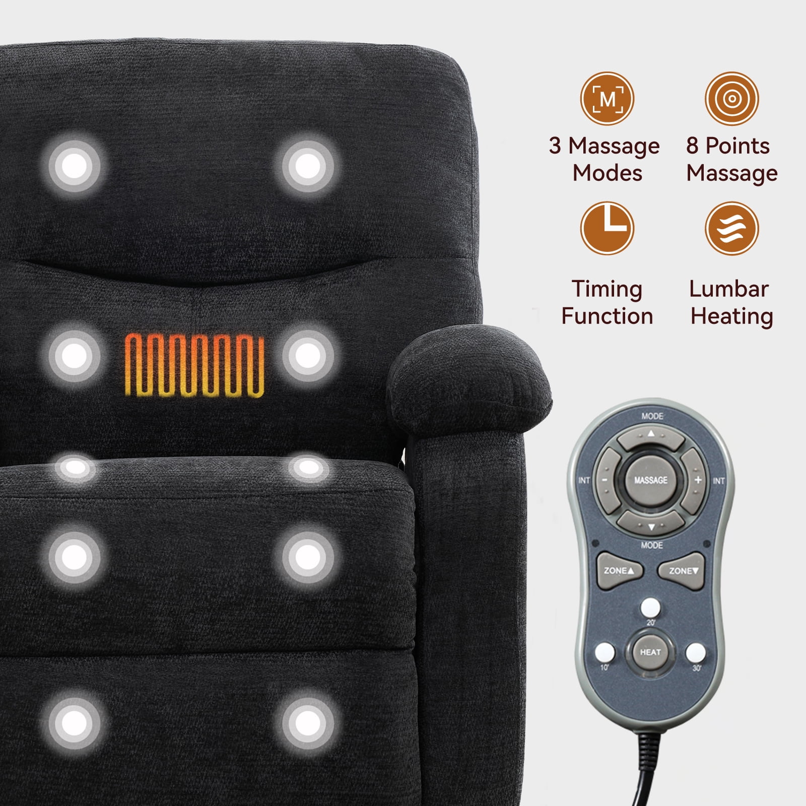 Leumius 360° Swivel Recliner Chair, Single Recliner with Adjustable Detachable Neck Pillow Ergonomic and Cup Holders, 300lbs Capacity Versatile Lounge Chair for Living Room Bedroom Home Theater