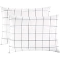 thumbnail image 1 of Pack of 2 Pillow Cases, 100% Washed Cotton Pillowcases, White with Black Grid Geometric Pattern (Standard Size, 20x26 Inches), 1 of 6