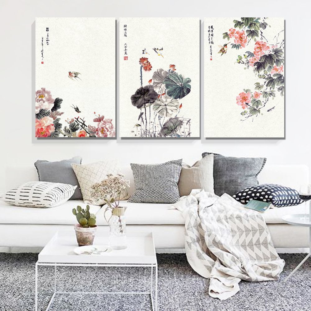 Modern Canvas Print Painting Wall Art Butterflies cherry blossoms Home Decor