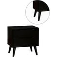 thumbnail image 6 of Mid Century Nightstand, Modern Bedside Table with 2 Drawers and 4 Solid Wood Round Tapered Legs, Noght Stand End Side Table for Bedroom, Living Room, Black, 6 of 7