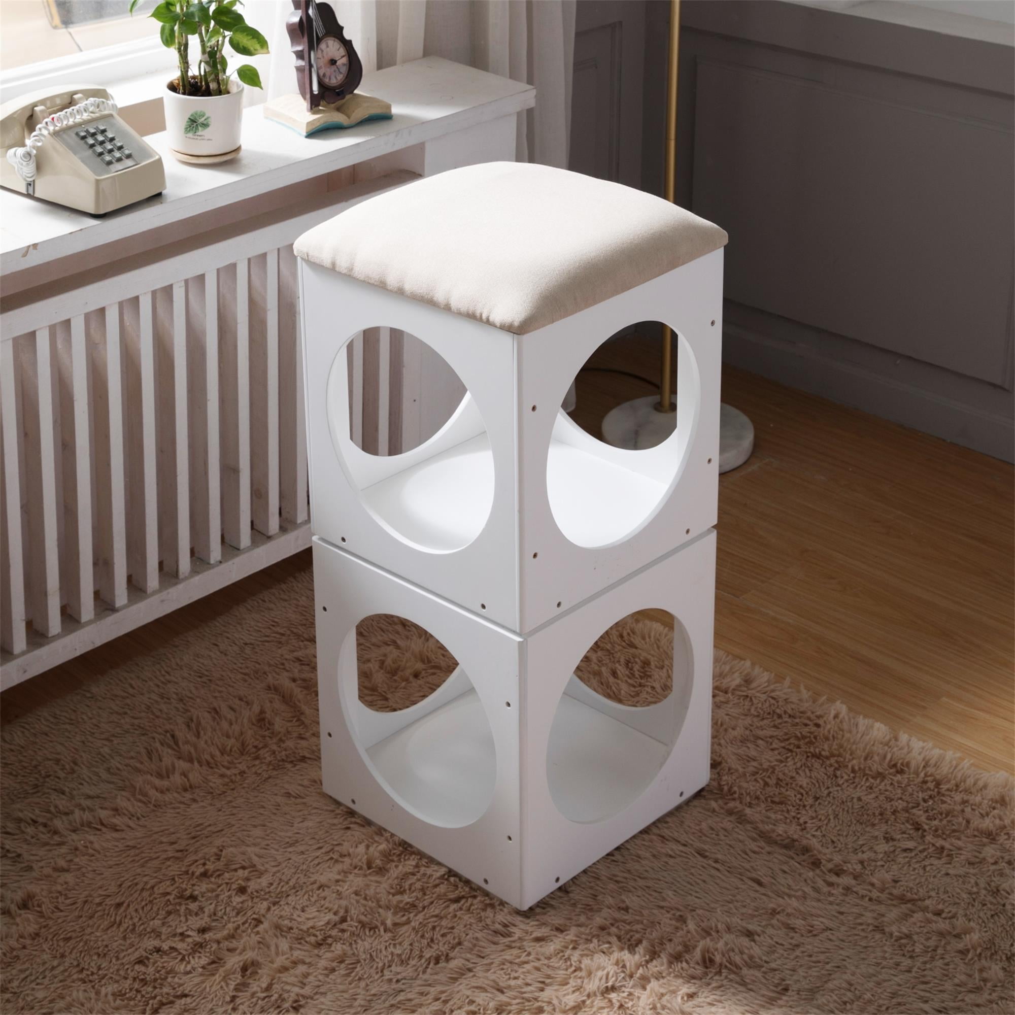 Pefilos 13" Cat House Bed for 2 Sets with Cat Cave, Cat Nest for Indoor Cats Stackable Cube House Kittens Condos for Pet House, White Pefilos 13" Cat House Bed for 2 Sets with Cat Cave, Cat Nest for Indoor Cats Stackable Cube House Kittens Condos for Pet House, White