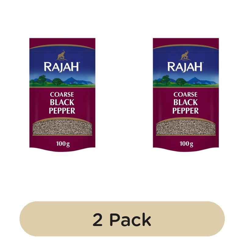 Rajah Spices Coarse Black Pepper Powder 100g, British Import (Pack of 2)