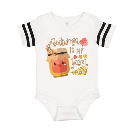 

Inktastic Autumn Is My Jam with Cute Jar and Fall Leaves Gift Baby Boy or Baby Girl Bodysuit