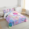 thumbnail image 3 of Manfei Teen Musical Note Full Size Comforter Sets, Princess Butterfly Bedding Comforter Set, Dreamy Mystic Galaxy Reversible Bedding Sets, Ultra Soft Home Decor, 3 Pieces, 3 of 8