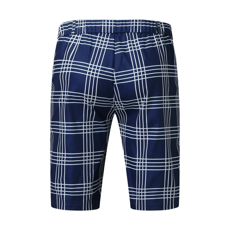 Pxiakgy mens shorts Male Summer Casual Slim Plaid Printed Shorts