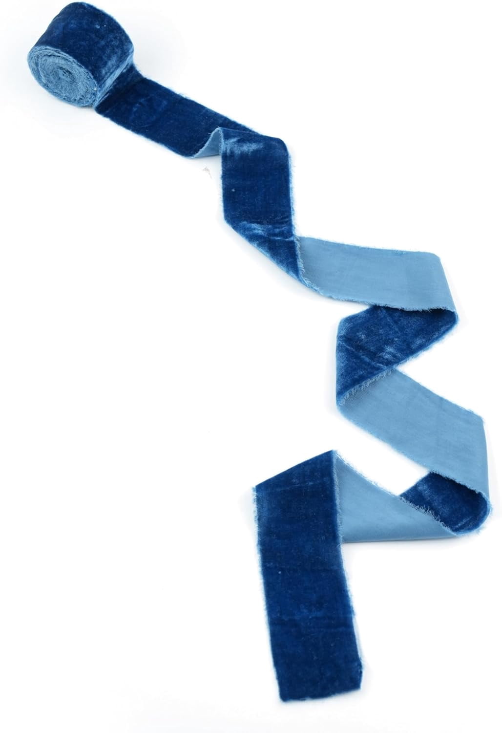 2 Inch Blue Velvet Ribbon Hand Torn Navy Blue Silk Frayed Edge for Bridal Bouquets Invitations Wedding Vow Books Gift Baskets Hair Bows 3 Yards