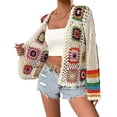 thumbnail image 2 of Colorful Pullover Sweaters Jacket Handmade Crochet Knitted Cardigan Sweater For Women Long Sleeved Top Spring Autumn Boho Pull, 2 of 6