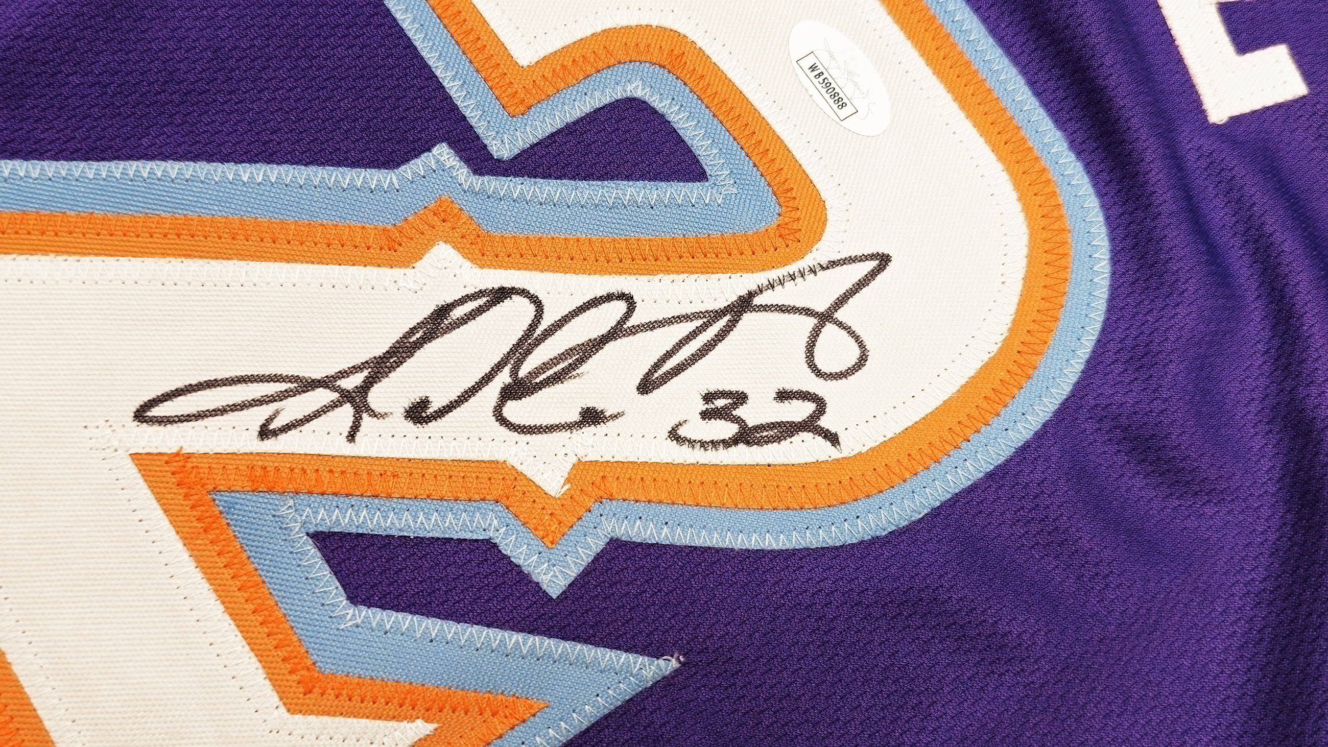 thumbnail image 4 of Utah Jazz Karl Malone Autographed Purple Jersey JSA 237062, 4 of 5