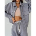 thumbnail image 1 of Conjuntos nuevos de ropa de oto?o para mujer, pantalones pitillo de manga larga, ropa de salón de 2 uds, traje informal con bolsillo y cuello vuelto para mujer ZefeiWu 8390615425469, 1 of 1
