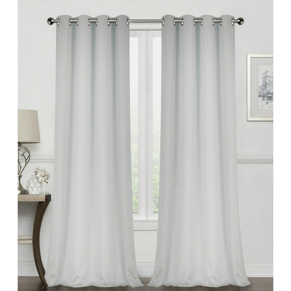 Regal Home Collections 2 Pack 100% Blackout Thermal Energy Saving Grommet Top Curtain Panels - Silver, 45 in. Long