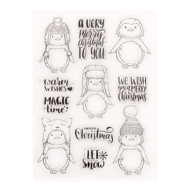 T2 Lindos patrones navideños, sello transparente de silicona, suministros para hacer tarjetas navideñas
