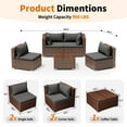 thumbnail image 7 of Techmilly Patio Furniture Sets, Modular Rattan Outdoor Patio Sectional Furniture Sofa Set, Wicker Patio Conversation Set for Backyard,5PCS, 7 of 7
