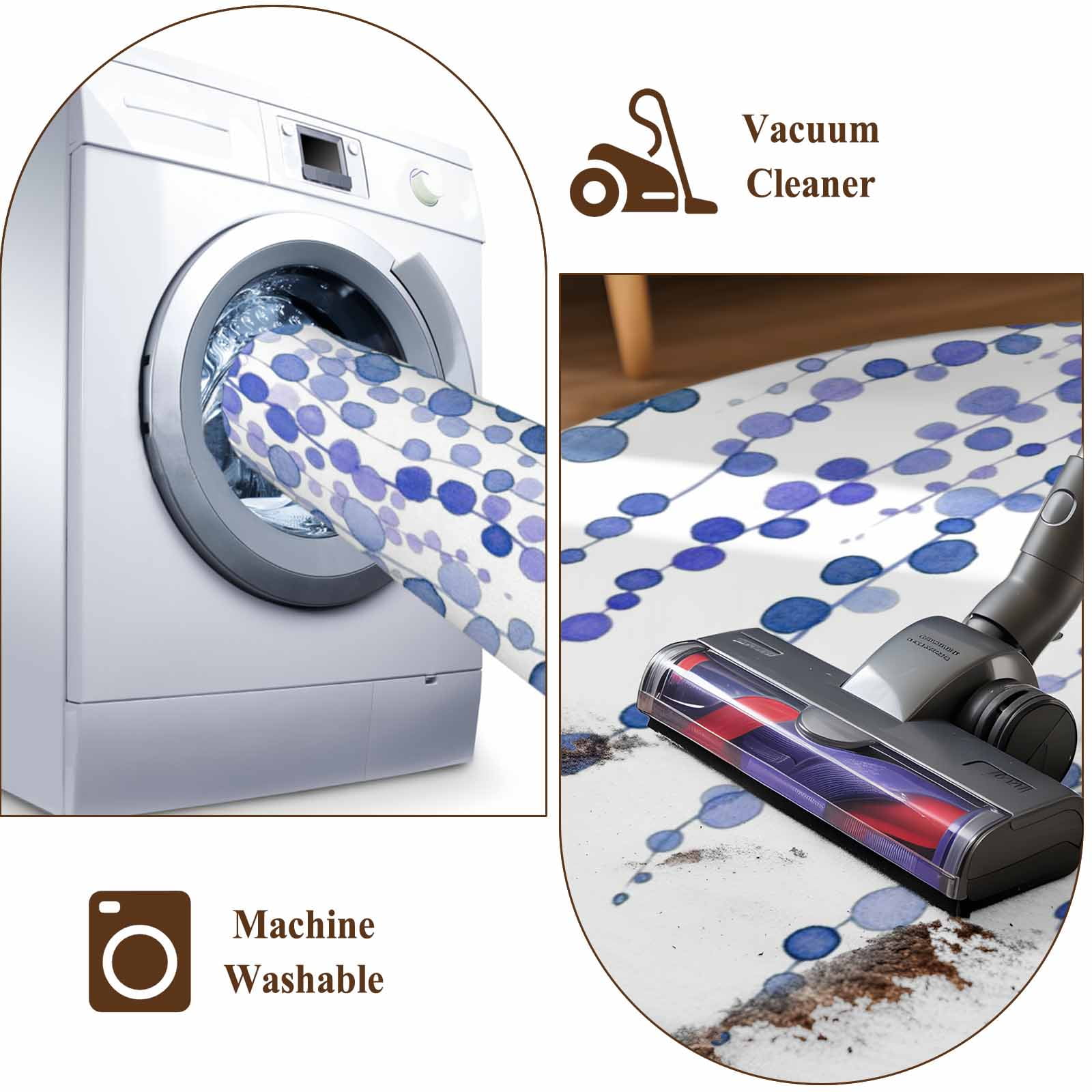 5'x7' Area Rugs for Living Room Bedroom, Navy Blue Polka Dots Washable Rug Carpet Runner Indoor Outdoor, Vintage Abstract Art Watercolor Non Slip Floor Mats Area Rug for Kitchen, Nursery