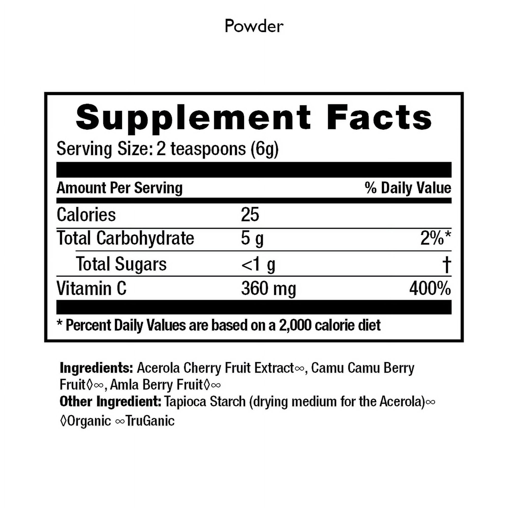 HealthForce SuperFoods Truly Natural Vitamin C - 180 Grams - Whole Food, Organic Vitamin C Complex from Acerola Cherry Powder - Immune Support - Vegan, Gluten Free - 30 Servings