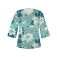 thumbnail image 5 of AOOCHASLIY Clothes Trendy Women Tops Women Loose 3/4 Sleeves T-shirt V Neck Blouse Casual Fashion Printed Tops, 5 of 5