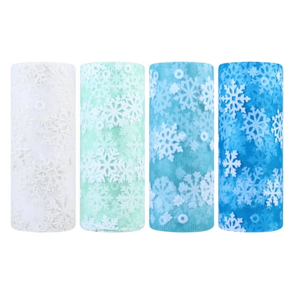 4 Roll Snowflake Gauze Mesh Tulle Rolls Fabric Ribbon DIY Tulle Skirt Accessory