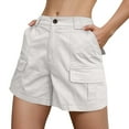 thumbnail image 2 of Mohiass Women's Bermuda Cargo Shorts Above The Knee Length Elastic Waist Summer Casual Trendy Solid Shorts with 6 Pockets White L, 2 of 5