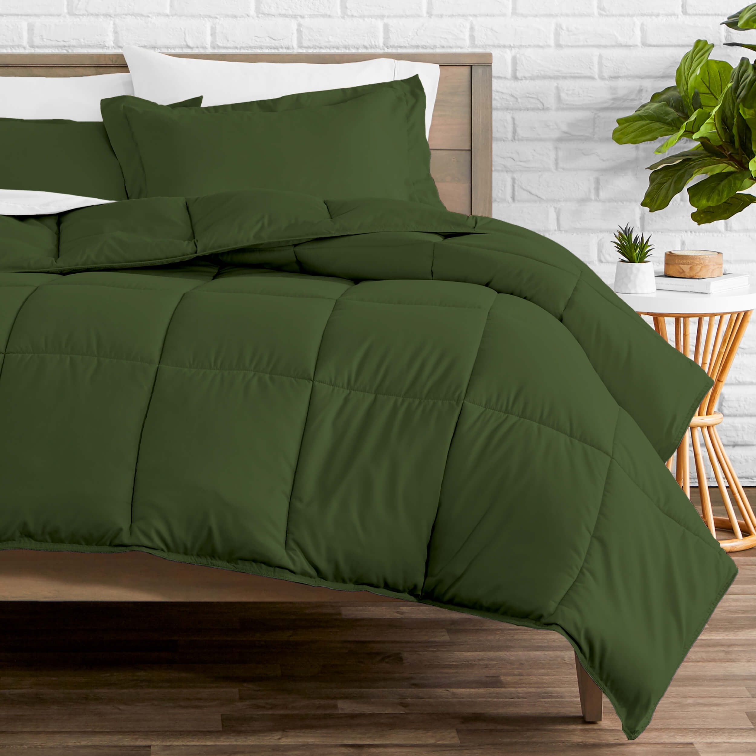 Bare Home Classic 1800 Thread Count Solid Print Plush 2 Piece Comforter Sets, Twin XL