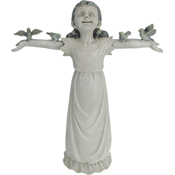 FDEEOM Statues Sculptures Doll Resin Crafts Home Decorations Basking in Glory Little Girl with Birds Statue