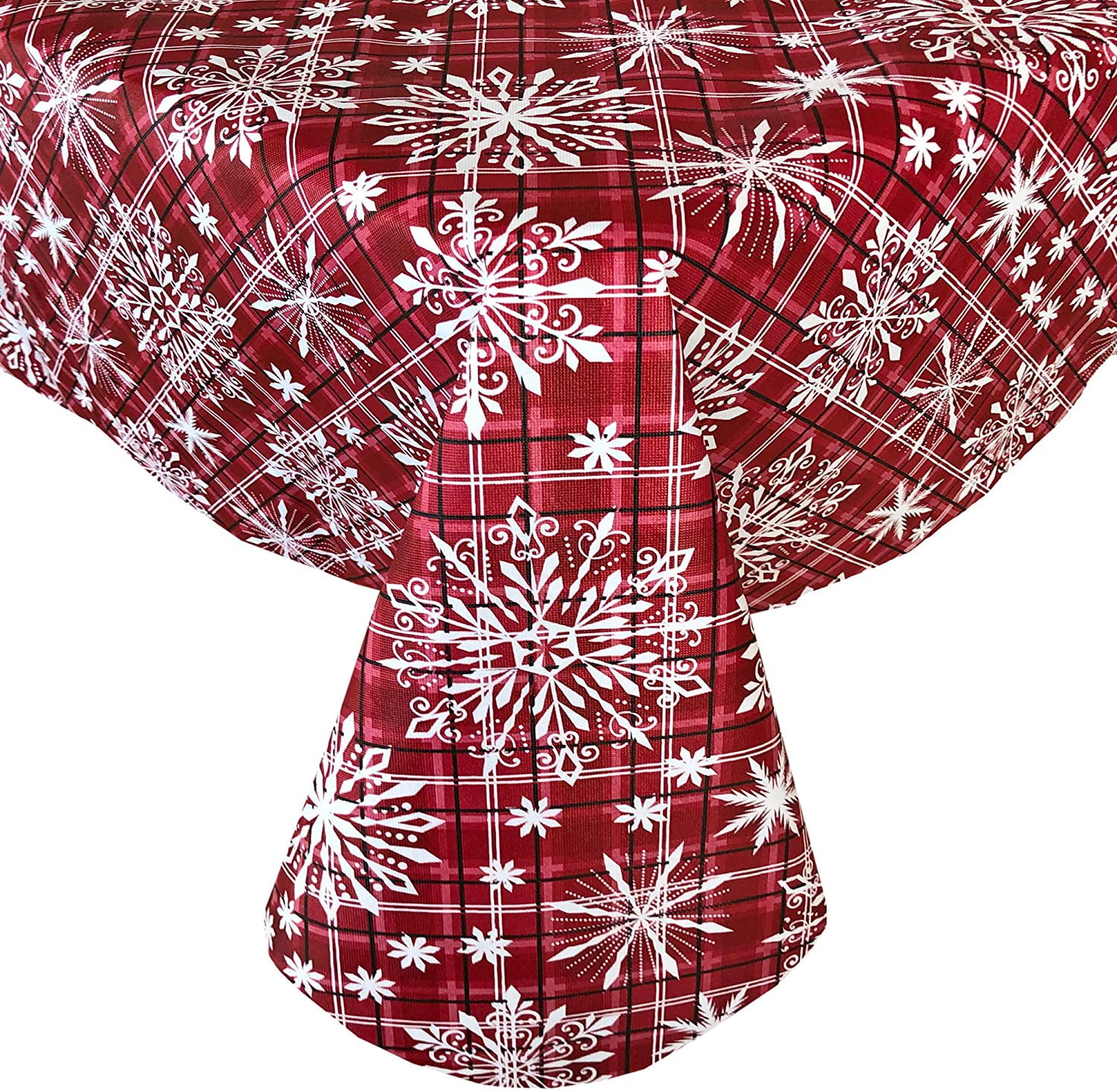 Snowflake Repeat Red Washable Christmas Tablecloth