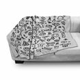 thumbnail image 3 of Fitness Soft Flannel Fleece Throw Blanket, Hand Drawn Sport and Fitness Elements Gymnastics Cartoon Style, Cozy Plush for Indoor and Outdoor Use, 50" x 60", Black and White, by Ambesonne, 3 of 6