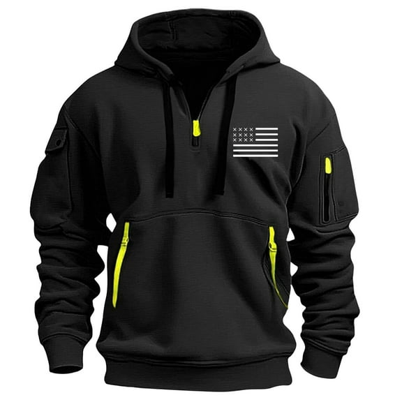 Men's Sweatshirt USA FLAG Patriotic Graphic Polyester Hoodies for Men Pocket Raglan Long Sleeve Sweatshirts