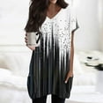 thumbnail image 2 of TQWQT Women's Plus Size Tunic Tops Long Shirts for Leggings with Pockets Oversized Tunic Tops Short Sleeve V Neck T-Shirt Summer Color Block Long Tops, 2 of 5
