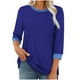 thumbnail image 3 of Camisas de vestir para mujer,Blusa informal de cuello redondo y manga 3/4 para mujer, tela suave de imitación de tela, cómoda para usar en casa, sopatenor, 3 of 9
