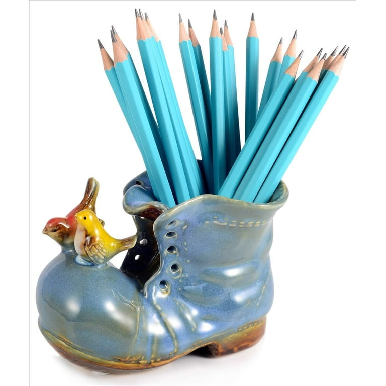 Pen Holder for Desk Cute - Ceramic Pencil Holder for Cool Work Desk  Accessories, Cute Office Supplies Gifts for Women and Men, Pen Pencil Cup  Decorations for Office Desk Decor,blue,F96747 