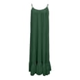 thumbnail image 5 of Women Backless Cami Dresses Cami Lounge Dress Solid Sleeveless House Dress Spaghetti Strap Flowy Long Beach Sundress Army Green XL, 5 of 7