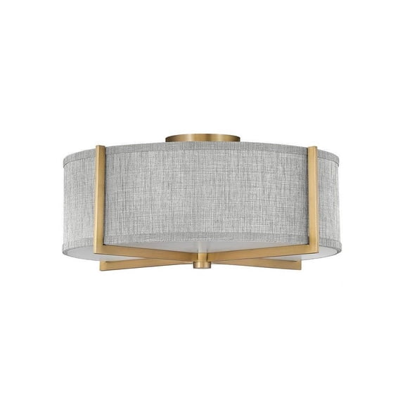 19.5 inch 51W 3 Led Medium Semi-Flush Mount-Heritage Brass Finish-Heathered Gray Shade Color Bailey Street Home 81-Bel-4160035