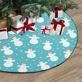 thumbnail image 3 of FMSHPON Snowmans on Blue Xmas Christmas Tree Skirt Stand Mat for Holiday Party Decoration Indoor Outdoor 36 inches, 3 of 3