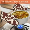 thumbnail image 4 of Brown Cow Print Oven Mitts Sets of 2 Heat Insulation Non-Slip Gloves for Cooking Baking Grilling BBQ Gifts, 4 of 6