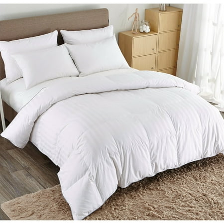 Puredown White Down Comforter-King/Cal King-Cotton Shell500TC-Stripe white