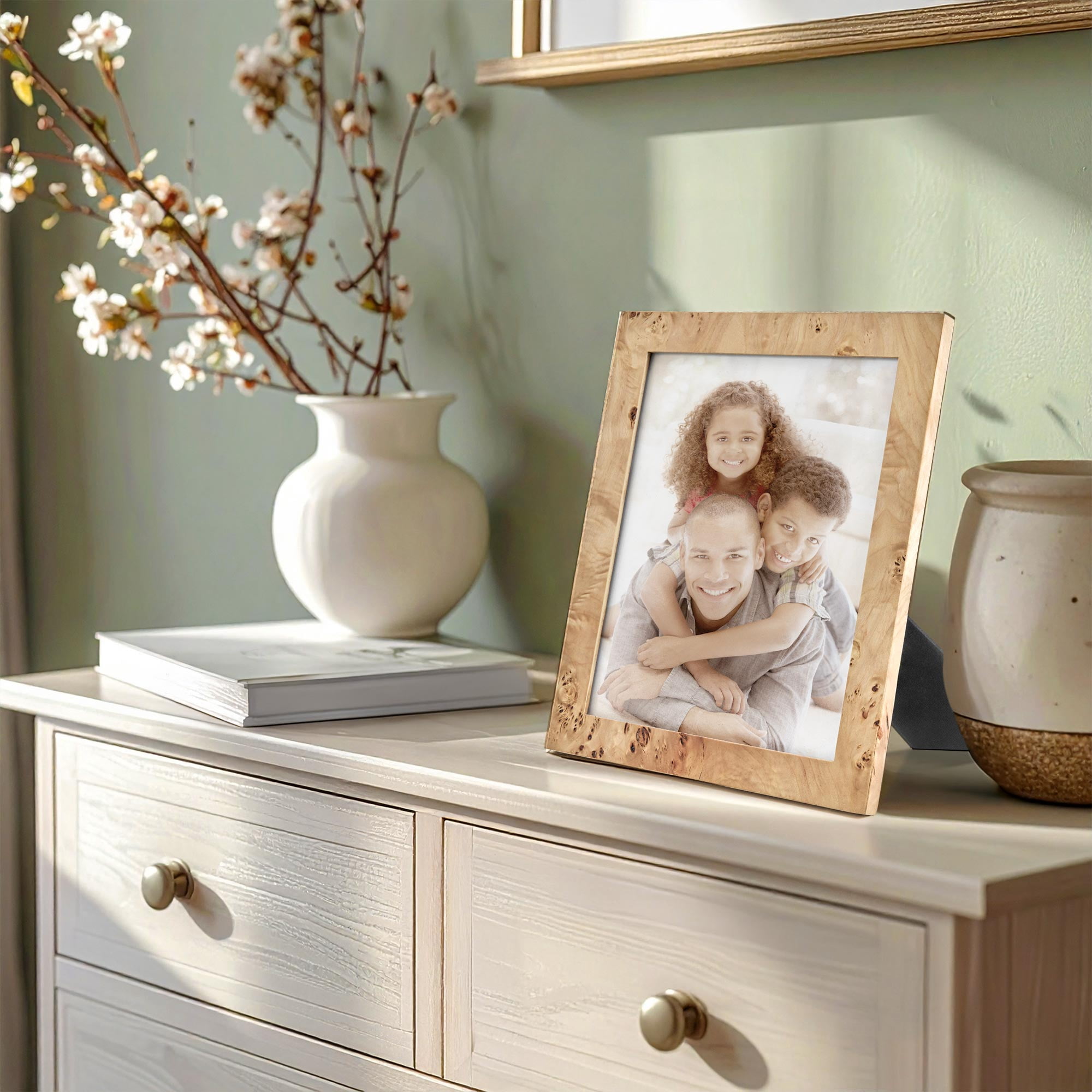 Beautiful 8x10 Burl Wood Photo Frame by Drew Barrymore – Elegant Natural Bohemian Wood Design, Natural Wood Rectangular Picture Frame for Tabletop, Fits 8x10 Photos