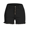 thumbnail image 6 of Xixinqiwan Women's High Waist Denim Shorts Strechy Button Down Tassel Raw Hem Jean Shorts Summer Hot Pants with Pockets, 6 of 6