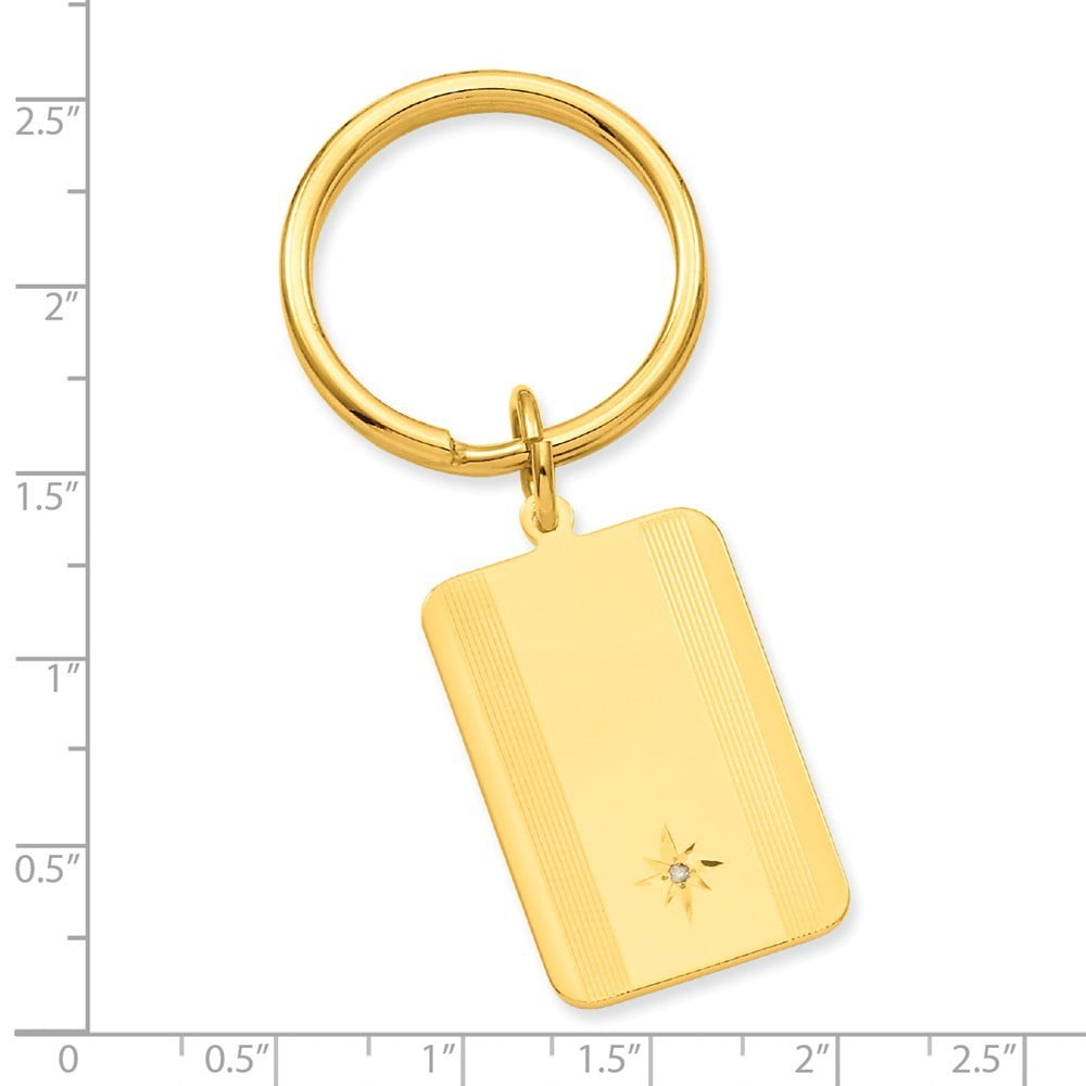 Gold-Flashed Star Cut .001ct. Diamond Key Ring - .2 Grams