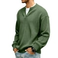 thumbnail image 4 of Havenx Men’s Waffle Shirts Round V Neck Long Sleeve Shirt Waffle Textured Pullover Solid Color Fashion Lightweight Thermal Casual Pullover Sweater,Green 4XL, 4 of 5