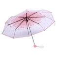 thumbnail image 4 of Fyearfly Paraguas, Colores de Moda de la Flor de Cerezo Cuatro de Princesa Paraguas Plegable Transparente del Paraguas(Rosado), 4 of 5
