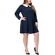 thumbnail image 4 of Vestido de mujer de talla grande Agnes Orinda con cuello Peter Pan, manga larga, midi, en línea A, 2X, azul marino, otoño invierno, 4 of 6