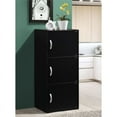thumbnail image 2 of Pemberly Row Wood Bookcase with 3 Door/3 Shelf in Black, 2 of 5