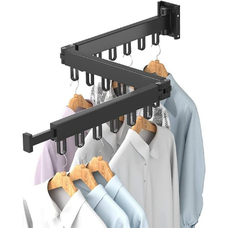 SunEegral Clothes Drying Rack Wall Mounted Laundry Dryer Room,Foldable  Retractable Hanging Drying Rod Ultrathin Small Collapsible for Efficient  Space