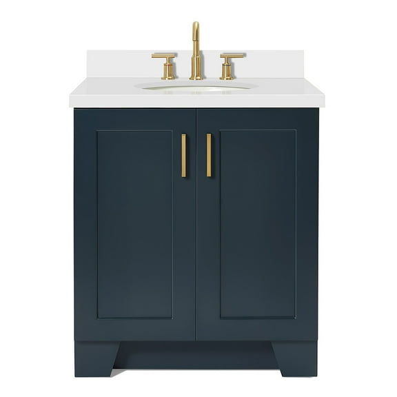 Ariel Taylor 31 In. Oval Sink Vanity With White Quartz Countertop In Midnight Blue