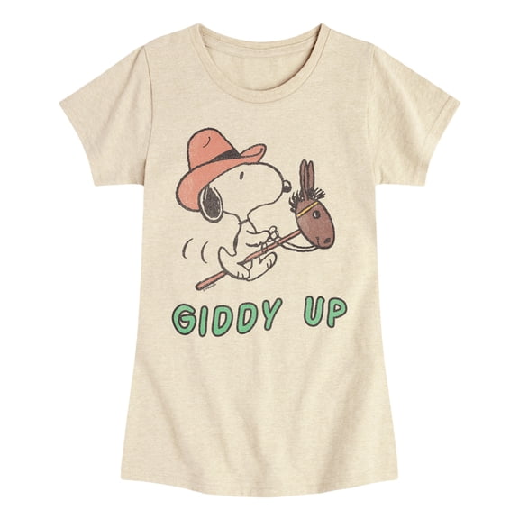 Peanuts - Snoopy Giddy Up Fitted Short Sleeve Graphic T-Shirt