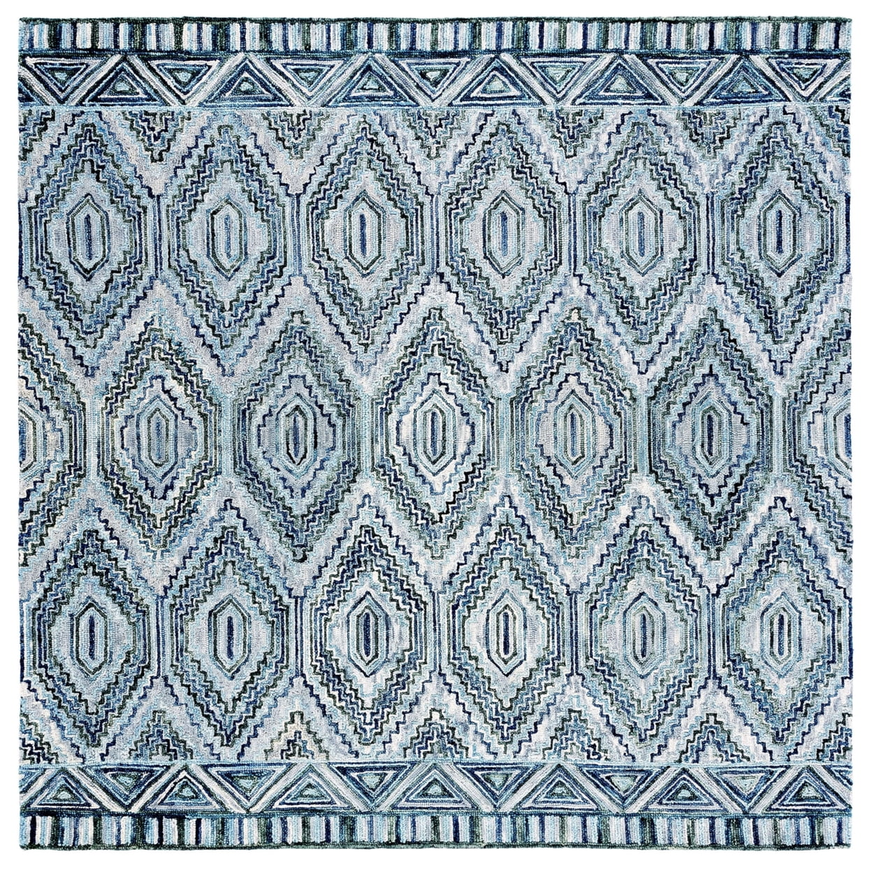 SAFAVIEH Aspen Eglantine Geometric Diamonds Wool Area Rug, Grey/Blue, 5' x 8'