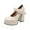 White, variant on Fesfesfes Womens Shoes Small Fragrant Style Round-toe Retro Mary Shoes For Teen Girls Flat Gentle Patent Faux-Leather Shoes 4.5(35)