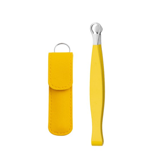 Pince à Épiler les Poils de Nez, Plumeau Professionnel de Précision en Acier Inoxydable Jaune avec Pochette