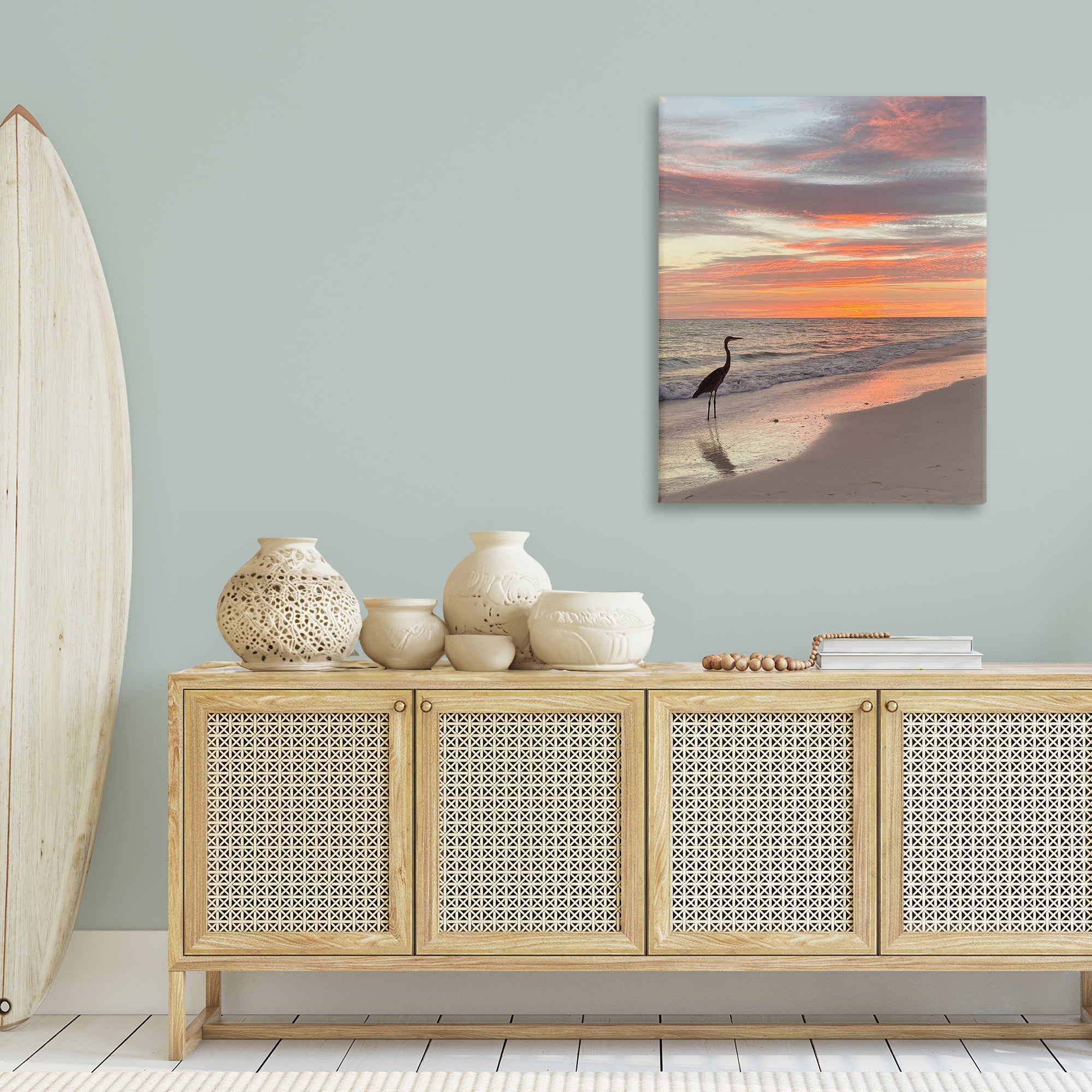 Stupell Industries Lone Egret on Beach Nautical & Beach Photography Wrapped Canvas Art Print Wall Art, 30 x 40