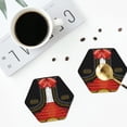 thumbnail image 4 of Honeii CHARRO SUIT Print Leather Coaster Set of 4, Ideal for Safeguarding Your Furniture from Drinks Spills and Effortless Cleanup-Hexagon, 4 of 6